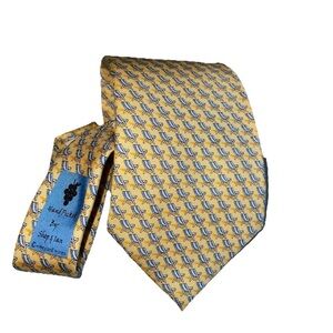 Vineyard Vines 100% Silk Tie Beach Chairs Yellow & Blue Hand Made USA Limited